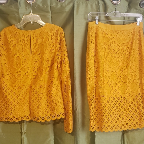 English Factory mustard yellow blouse skirt set - Picture 2 of 4